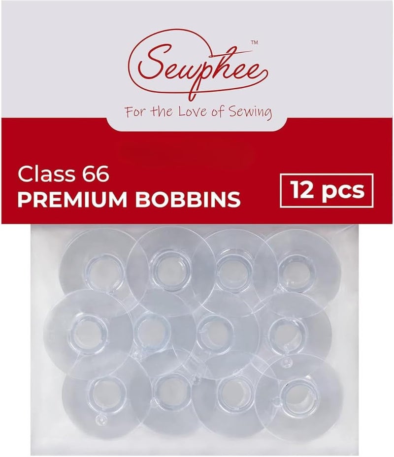 12pcs Sewing Machine Bobbins – Clear Class 66 Compatible Singer Bobbins Packaged in Canada - Durable Plastic Bobbin Set